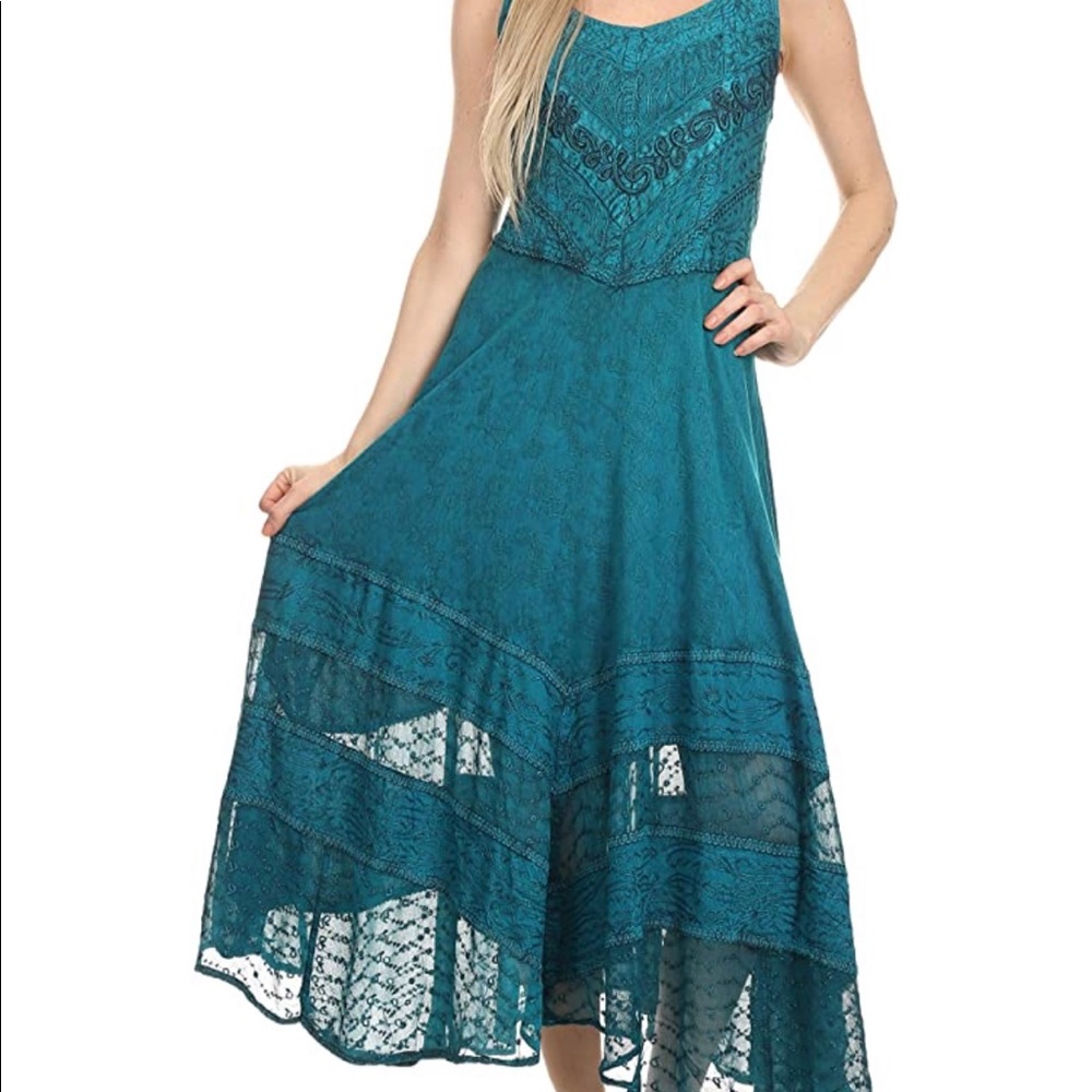 Sakkas Zendaya stonewashed rayon embroidered dress